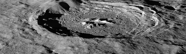 Lunar Reconnaissance Orbiter view of a crater near the Moon's pole