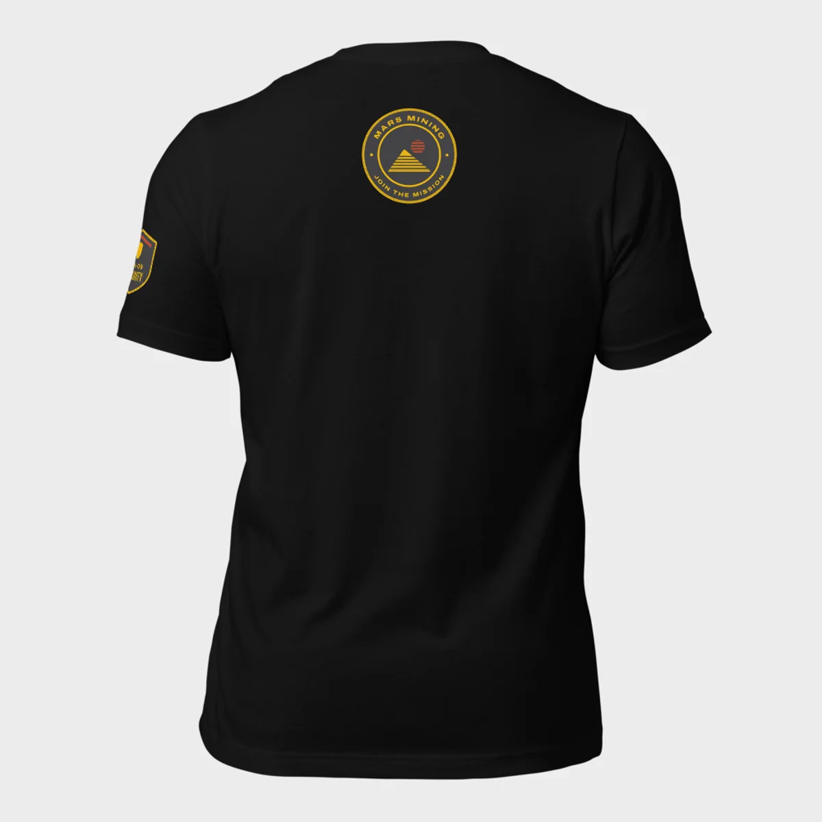 Back of the Security tee: the round Security department badge below the collar