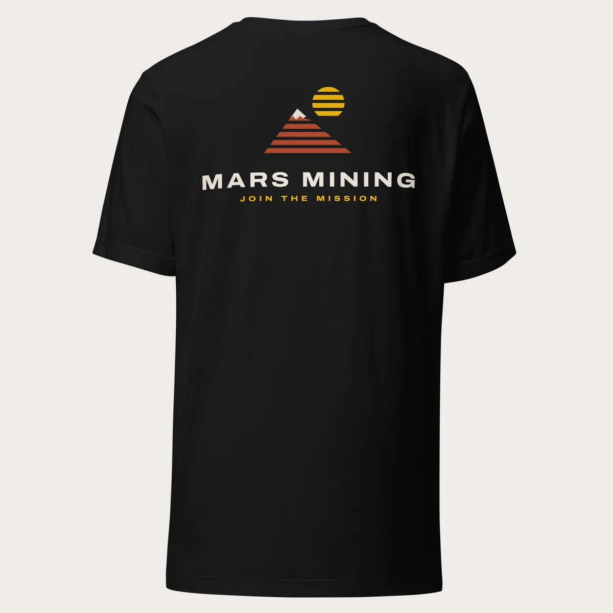 Back of the crew tee: the Mars Mining logo with Join the Mission underneath